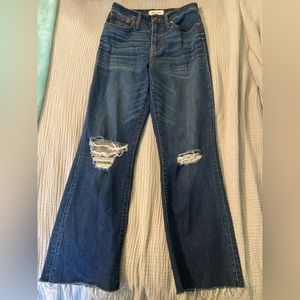 Madewell Dark Wash High Rise Cropped Flare Jeans